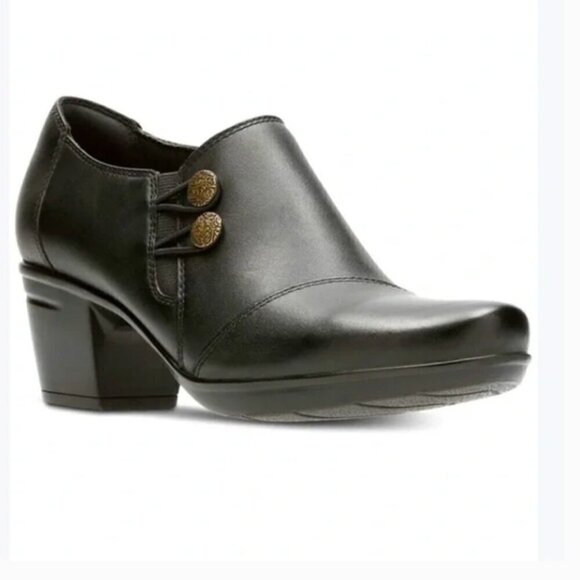 Clarks Emslie Warren Black Booties Side Zip Size 7 EU 37.5 - Picture 1 of 9